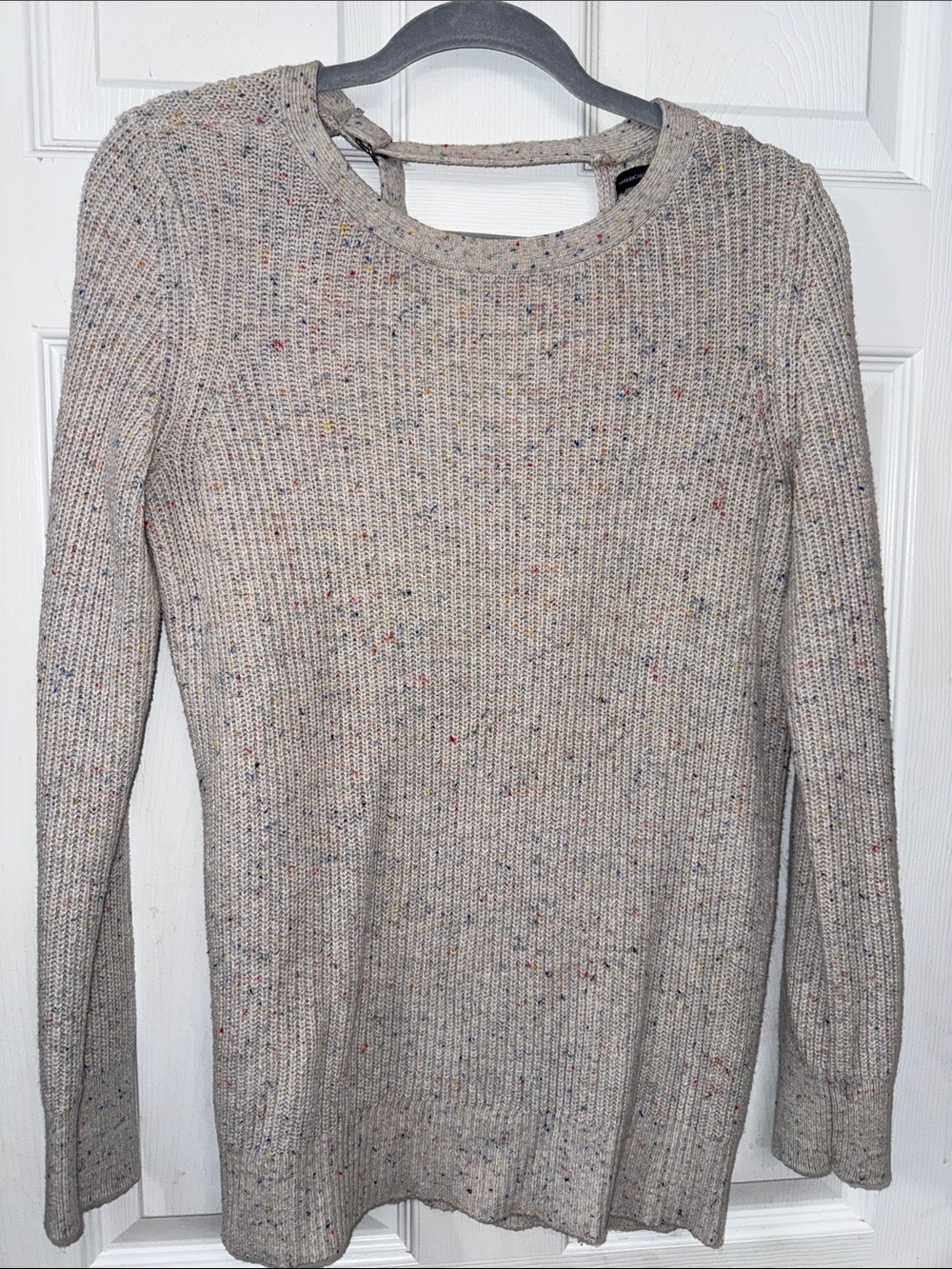 American Eagle Outfitters Cream Speckled Crew Neck Sweater